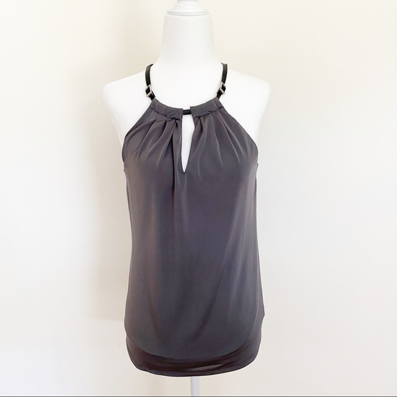 Carmen Marc Valvo Grey Halter Top - Picture 1 of 5